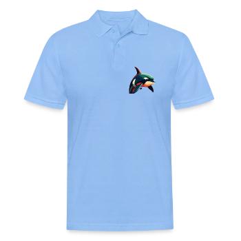 Orca Cartoon-Figur Buntes Haustier - Männer Poloshirt - Himmelblau - Vorne - Jaron (178cm)