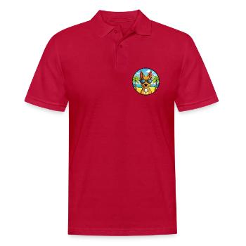 Cirneco Dell Etna Hunderasse Cartoon Sonnenbrille Strand - Männer Poloshirt - cherry red - Vorne - Jaron (178cm)