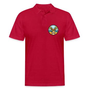 Serbischer dreifarbiger Laufhund Rasse Cartoon Strand - Männer Poloshirt - cherry red - Vorne - Jaron (178cm)