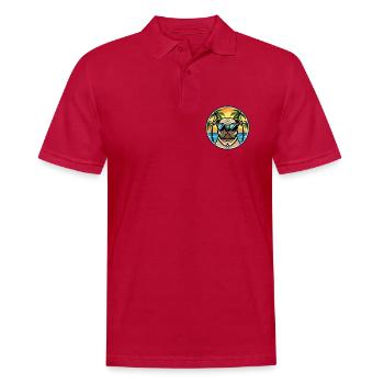 Mops Hund Rasse Cartoon Sonnenbrille Strand - Männer Poloshirt - cherry red - Vorne - Jaron (178cm)