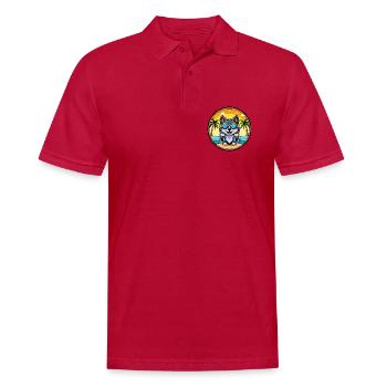 Schipperke Hunderasse Cartoon Sonnenbrille Strand - Männer Poloshirt - cherry red - Vorne - Jaron (178cm)