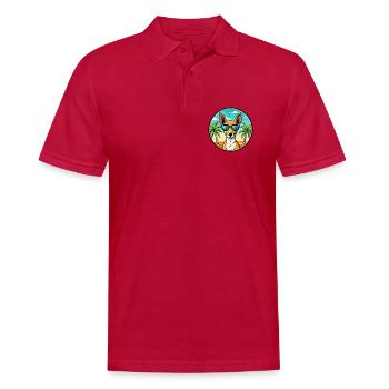 Podenco Canario Hunderasse Cartoon Sonnenbrille Strand - Männer Poloshirt - cherry red - Vorne - Jaron (178cm)