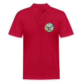 Corded Poodle Dog Breed Cartoon Sunglasses Beach - Men's Polo Shirt - cherry red - Front - Jaron (178cm)