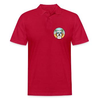 Tibet Terrier Hund Rasse Cartoon Sonnenbrille Strand - Männer Poloshirt - cherry red - Vorne - Jaron (178cm)