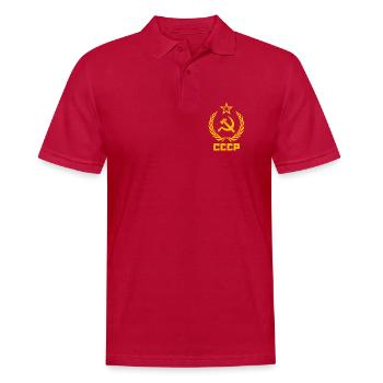 CCCP - UdSSR - Sowjetunion - Russland - Hammer - Männer Poloshirt - cherry red - Vorne - Jaron (178cm)