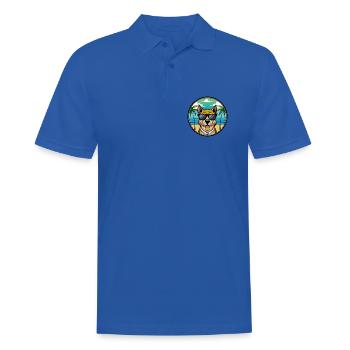 Cao De Castro Laboreiro Hunderasse Cartoon Strand - Männer Poloshirt - Royalblau - Vorne - Kai (181cm)
