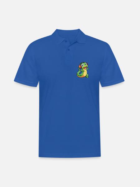 Snake Funny Cartoon Character Headphone Music - Men's Polo Shirt - royal blue