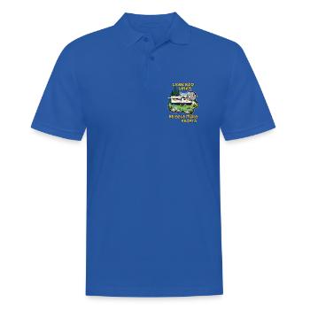 CAMPING LENKRAD LINKS REISELEITUNG RECHTS - Männer Poloshirt - Royalblau - Vorne - Kai (181cm)