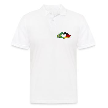Brasilien Deutschland Flagge Haende Herzform - Männer Poloshirt - Weiß - Vorne - Kai (181cm)