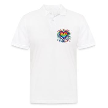 Coeur arc-en-ciel - Polo Homme - blanc - Devant - Kai (181cm)
