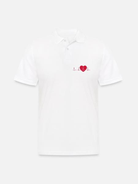 Heartbeat ECG Line Medical Pulse Wave Icon Vector - Men's Polo Shirt - white