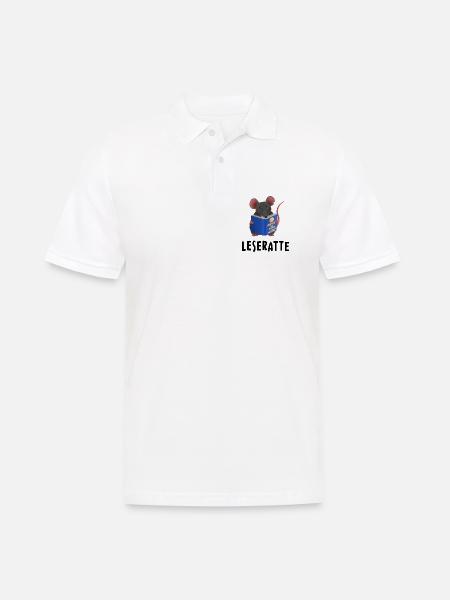 Leseratte - Ratte liest Besteht der Mond aus Käse - Männer Poloshirt - Weiß