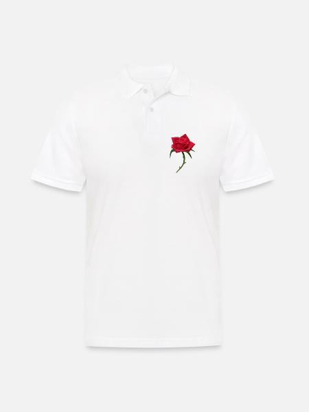Rose rote Rose rote Rosen - Männer Poloshirt - Weiß