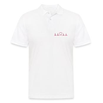 Ligne ECG du battement cardiaque Vecteur d’ondes d’impulsion médicale - Polo Homme - blanc - Devant - Kai (181cm)