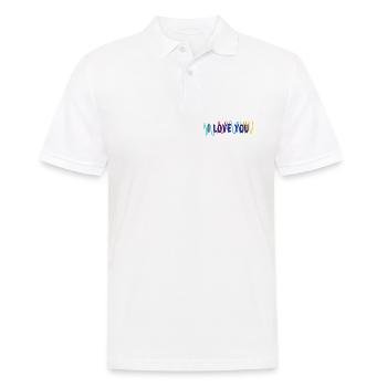VALENTINSTAG. ICH LIEBE DICH. ICH LIEBE DICH. LIEBE. LIEBE - Männer Poloshirt - Weiß - Vorne - Kai (181cm)