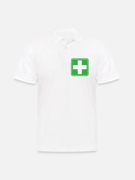 First Aid Medical Cross Safety Sign Vector Icon - Men's Polo Shirt - white