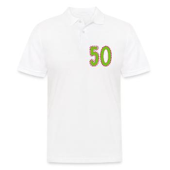50. 50 ANS. 50e ANNIVERSAIRE. ANNIVERSAIRE 50 ANS. - Polo Homme - blanc - Devant - Kai (181cm)