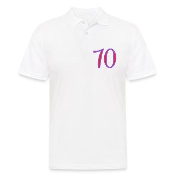 70. 70 ANS. 70e ANNIVERSAIRE. ANNIVERSAIRE 70 ANS. - Polo Homme - blanc - Devant - Kai (181cm)