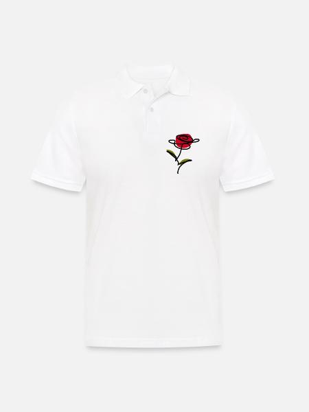 Rote Rose one line art Geschenk Freundin Mutter - Männer Poloshirt - Weiß