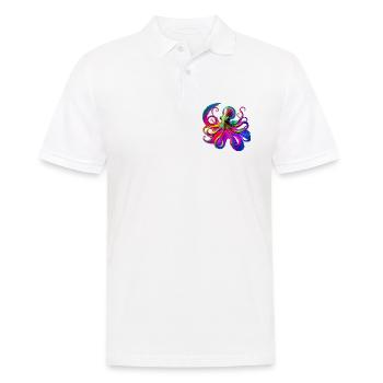Pieuvre Néon psychédélique - Polo Homme - blanc - Devant - Kai (181cm)