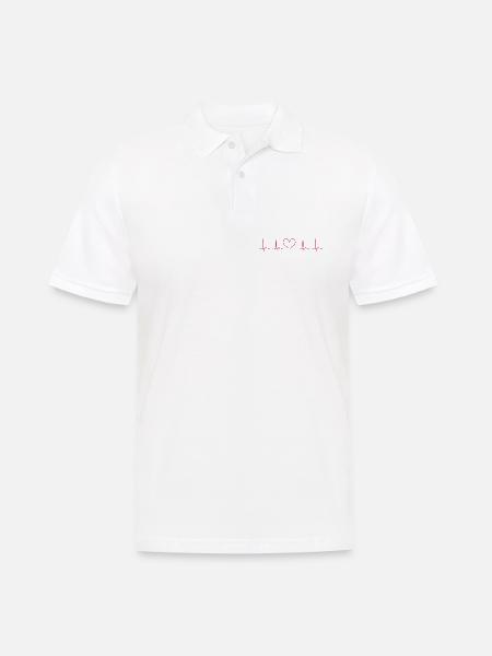 Herzschlag-EKG-Linie Medizinischer Pulswellen-Ikon-Vektor - Männer Poloshirt - Weiß