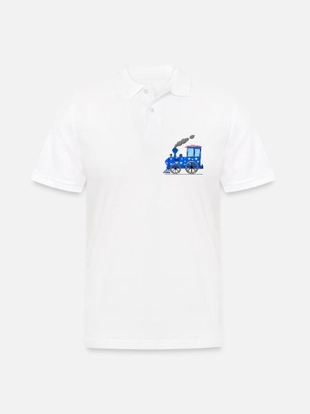 Train pour enfants bleu avec des cœurs - Polo Homme - blanc