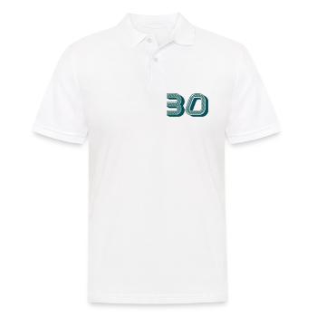 30. 30 JAHRE. 30. JAHRESTAG. 30-JÄHRIGES JUBILÄUM. - Männer Poloshirt - Weiß - Vorne - Kai (181cm)