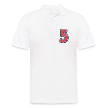 5. 5 ANS. 5e ANNIVERSAIRE. ANNIVERSAIRE 5 ANS - Polo Homme - blanc - Devant - Kai (181cm)