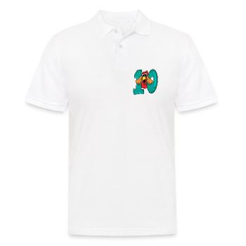 10 anniversaire - oiseau perroquet avec le numéro 10 - Polo Homme - blanc - Devant - Kai (181cm)