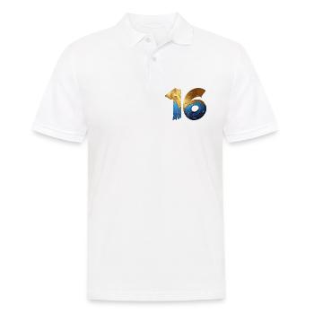 NR. 16 NUMMER 16 COOL 16. GEBURTSTAG - Männer Poloshirt - Weiß - Vorne - Kai (181cm)