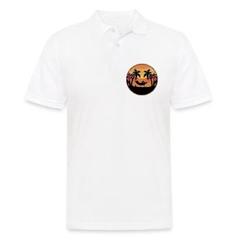 Coucher de soleil au bord de la mer - Palmiers avec hamac - Polo Homme - blanc - Devant - Kai (181cm)