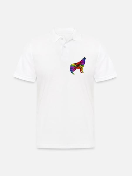 Wolf rainbow - Men's Polo Shirt - white