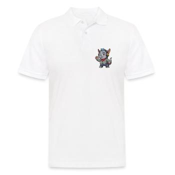 Rhino Lustige Zeichentrickfigur Kopfhörer Musik - Männer Poloshirt - Weiß - Vorne - Kai (181cm)