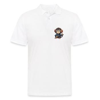 Schimpanse Lustige Cartoon Figur Kopfhörer Musik - Männer Poloshirt - Weiß - Vorne - Kai (181cm)