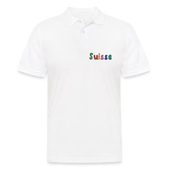 SUISSE. PAYS. GENEVE. HUMOUR. DRAPEAU - Polo Homme - blanc - Devant - Kai (181cm)