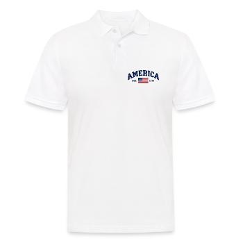 Amerikanische Flagge USA Vereinigte Staaten von Amerika US 4. - Männer Poloshirt - Weiß - Vorne - Kai (181cm)