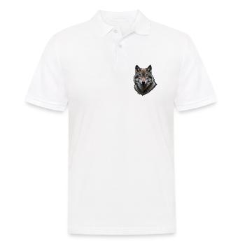 Wolfsblick im Nachtporträt - Männer Poloshirt - Weiß - Vorne - Kai (181cm)