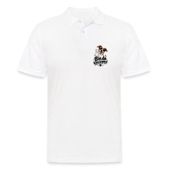Bin da - Kann losgehen - Hund - Gassi gehen - Männer Poloshirt - Weiß - Vorne - Kai (181cm)