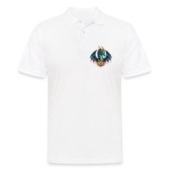 Lotusdrache – Türkiser Fantasy-Drache in Gold - Männer Poloshirt - Weiß - Vorne - Kai (181cm)