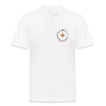 Sternenkompass im Winterkranz – Weihnachten - Männer Poloshirt - Weiß - Vorne - Kai (181cm)