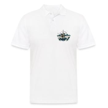 Kompass – Aquarellmotiv für Weltenbummler - Männer Poloshirt - Weiß - Vorne - Kai (181cm)