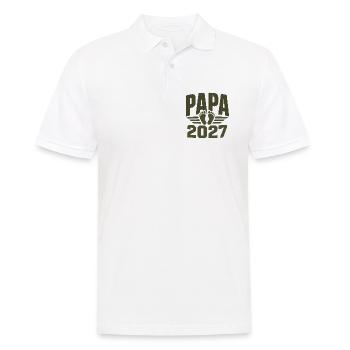 Papa 2027 Werden Vater 2027 Mit Baby Fußabdrücken - Männer Poloshirt - Weiß - Vorne - Kai (181cm)