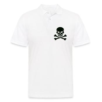 Totenkopf und gekreuzte Knochen Fettes Emblem - Männer Poloshirt - Weiß - Vorne - Kai (181cm)