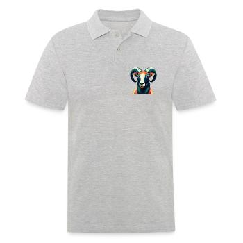 Ram Cartoon Figur Buntes Haustier Tier - Männer Poloshirt - Grau meliert - Vorne - Kai (181cm)