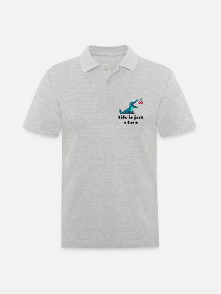 Life is Just a Game Retro Pixel Art Design - Männer Poloshirt - Grau meliert
