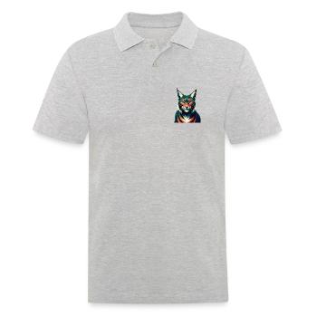 Luchs Zeichentrickfigur Buntes Haustier Tier - Männer Poloshirt - Grau meliert - Vorne - Kai (181cm)