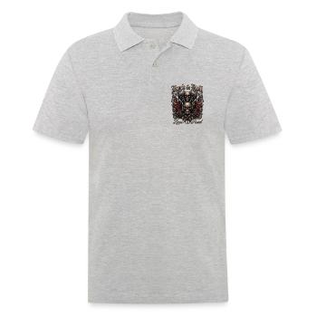 Rock & Roll Skull Flames  - Männer Poloshirt - Grau meliert - Vorne - Kai (181cm)