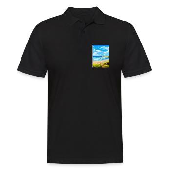 Constantine Bay Cornwall England Vereinigtes Königreich Reiseposter - Männer Poloshirt - Schwarz - Vorne - Kai (181cm)
