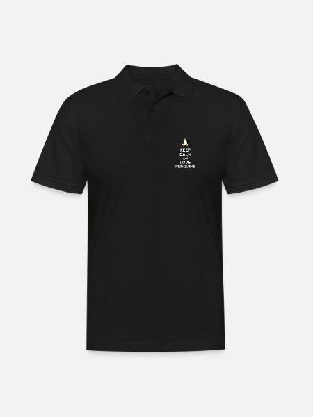 keep calm love Pinguine Linux nerd computer cpu lo - Männer Poloshirt - Schwarz