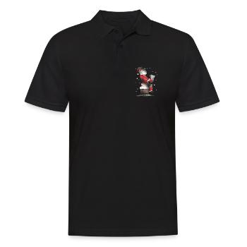 Weihnachtsmann sitzt auf dem Kamin lustig - Männer Poloshirt - Schwarz - Vorne - Kai (181cm)